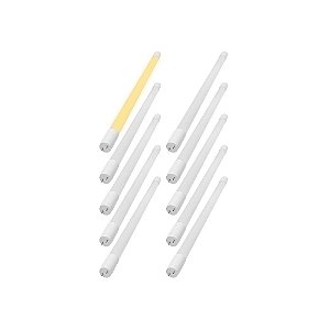 KIT 10 Lâmpada Tubular 18W 120cm LED Ho T8 Bivolt Branco Quente 3000k