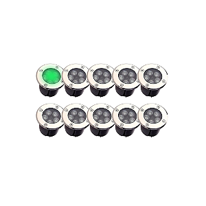 Kit 10 Spot Balizador LED 5W Embutir Para Chão Jardim e Piso Verde IP67 A Prova D'Agua