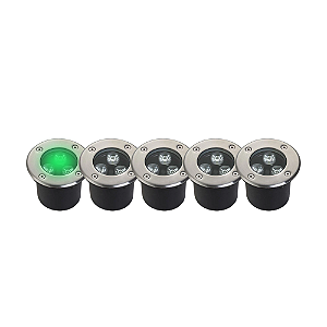 Kit 5 Spot Balizador LED 3W Embutir Para Chão Jardim e Piso Verde IP67 A Prova D'Agua