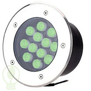 Kit 5 Spot Balizador LED 12W Embutir Para Chão Jardim e Piso Verde IP67 A Prova D'Agua