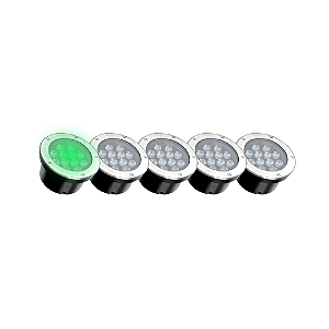 Kit 5 Spot Balizador LED 12W Embutir Para Chão Jardim e Piso Verde IP67 A Prova D'Agua