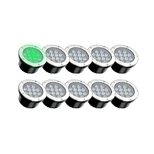 Kit 10 Spot Balizador LED 12W Embutir Para Chão Jardim e Piso Verde IP67 A Prova D'Agua