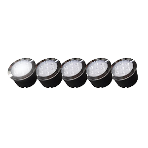 Kit 5 Spot Balizador LED 7W Embutir Para Chão Jardim, Piso E Escada Branco Frio IP67 A Prova D'Agua