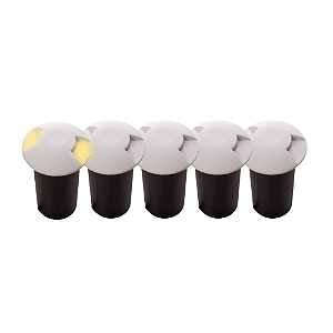 Kit 5 Luminaria Spot Balizador LED 1W de Chão e Piso Embutido 2 Fachos De Luz Branco Quente 3000k Branco