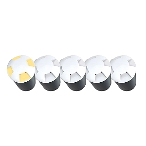 Kit 5 Luminaria Spot Balizador LED 1W de Chão e Piso Embutido 4 Fachos Branco Quente 3000k - Branco