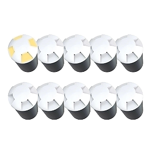 Kit 10 Luminaria Spot Balizador LED 1W de Chão e Piso Embutido 4 Fachos Branco Quente 3000k - Branco