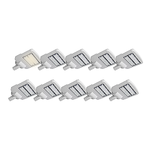 Kit 10 Luminária Pública LED Modular 150W Branco Neutro 4000k Carcaça Cinza Iluminação Pública Poste de Rua