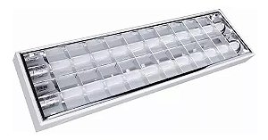 Luminária Calha Aletada Sobrepor Para Lâmpada Tubular 2x T8 60cm 9/10w