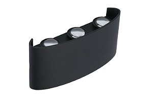 Luminária Arandela LED Meia Lua 6W A Prova D'agua IP66 6 Fachos Branco Quente 3000k Externa - Carcaça Preta