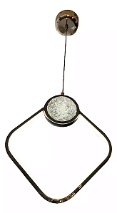Luminária LED Teto Pendente Dourado Cristal Branco Quente 3000k