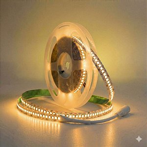 Fita LED 5 Metros 12v 3528 240 Leds Sem Silicone IP20 Branco Quente 3000K
