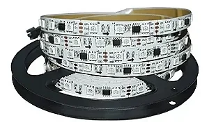 Fita LED 5 Metros 2812 5v Digital 144 Leds RGB Multicolorido Com Controle