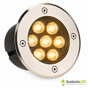 Spot Balizador LED 7W Embutir Para Chão Jardim e Piso Branco Quente IP67 A Prova D'Agua