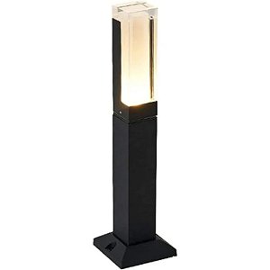Luminária LED Poste Balizador 10W Preto Para Jardim Posto 30cm Bivolt a Prova d'água IP67 Branco Quente 3000k
