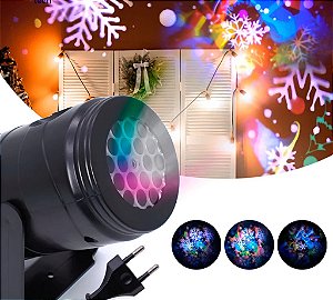 Projetor Led Natal Laser Desenhos Natalinos Fixo IP44 RGB Colorido