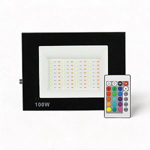 Refletor Holofote LED 100W SMD IP65/IP66 A prova D'Água RGB Multicolorido Com Controle