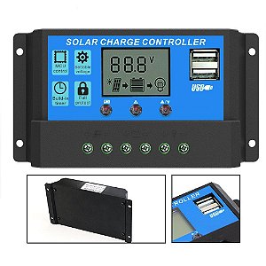 Controlador De Carga Solar LCD Display 10a 12/24v
