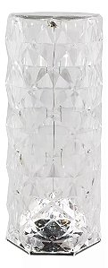 Luminária Abajur Cristal LED De Cabeceira - 3 Cores