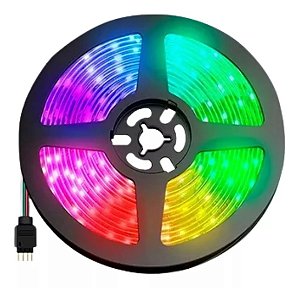 Fita LED 5 Metros 12v 5050 IP20 60 leds RGB Multicolorido Com Controle