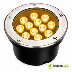 Spot Balizador LED 12W Embutir Para Chão Jardim e Piso Branco Quente IP67 A Prova D'Agua