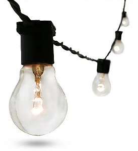 Varal para Lâmpada 70 Metros Com 70 Bocais Fio Preto