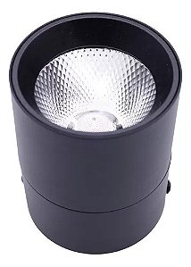 Spot Led 20W Sobrepor Preto Redondo Luz Direcionável Bivolt Branco Quente 3000k