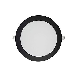 Kit 20 Luminária Plafon LED 18W Redondo Embutir Branco Frio 6500k - Borda Preta
