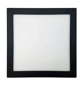 Kit 20 Luminária Plafon LED 25W 30x30 Quadrado Embutir Branco Frio 6500k - Borda Preta