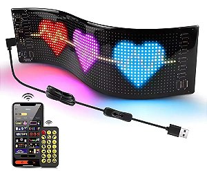 Painel de LED Letreiro Flexível RGB 16X96cm para Veículos – Letreiro Eletrônico Programável
