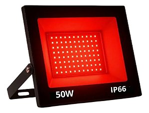 Refletor Holofote Led 50W Bivolt IP66 Prova D'água Vermelho