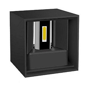 Luminária Arandela LED 6W Cubo 2 Fachos Ajustável A prova d'agua IP66 Branco Quente 3000k - Preto