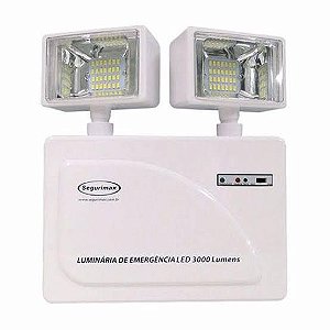 Luminária de Emergência LED 3.000 Lúmens 2 Faróis