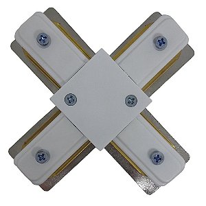Conector Emenda tipo X para Trilho Eletrificado LED Cor Branca
