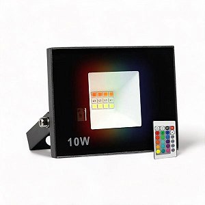 Refletor Holofote LED 10W SMD IP65/IP66 A Prova D'Água RGB Multicolorido Com Controle