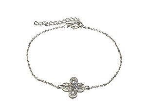 Pulseira em Prata 925 com Flor de Zircônias