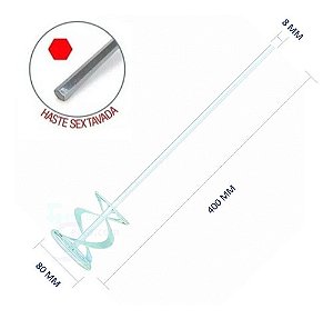 Misturador Para Tintas, Gesso 80x400 Mm Haste De 8 Mm 848449