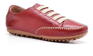 SAPATÊNIS FEMININO EM COURO LEGÍTIMO VERMELHO