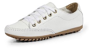 SAPATÊNIS FEMININO EM COURO LEGÍTIMO CASUAL BRANCO