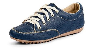 SAPATÊNIS FEMININO SINTÉTICO PERFURADO AZUL MARINHO