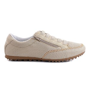 Sapatênis Feminino Casual Comfort Bege Ziper Lateral