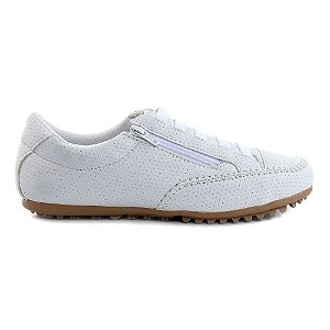 Sapatênis Feminino Casual Comfort Branco Ziper Lateral - Para Profissionais da área da Saúde