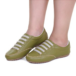Sapatênis Feminino Verde Oliva Casual Elástico