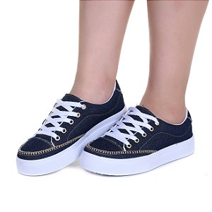TÊNIS FEMININO SOLADO PLATAFORMA TECIDO JEANS