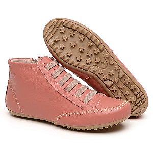 BOTA FEMININA CANO CURTO COM ZÍPER COR TERRACOTA ROSÊ