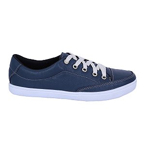 Tênis Feminino Azul Marinho Casual Rasteiro em Couro Leve e Confortável