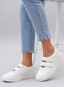 TÊNIS SAPATILHA FEMININA COM VELCRO BRANCA