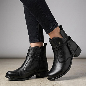 Bota Feminina Montaria em Couro Legitimo Cano Curto e Zíper