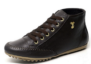 DUPLICADO - BOTA RASTEIRA FEMININA COURO LEGÍTIMO COM BROCHE GATO - CAFÉ