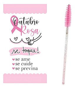 25 Cartões + Escovinha para Cílios ou Sobrancelha Outubro Rosa