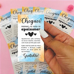 Cartão de Agradecimento ao Cliente 5x9cm Cheguei Gratidão